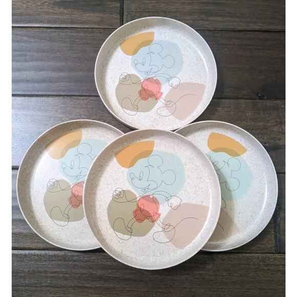Set 4 Disney Mickey Mouse Children’s Kids Dinner Plates Bpa Free New CORN HUSK - Picture 1 of 8